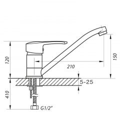 Змішувач для кухні ZERIX PAN-A 181 (ZX0054) Суми