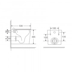 Унітаз підвісний Mixxus Premium Quadro-0302-R 530x360x365mm система змиву Rimless (MP6454) Бровари