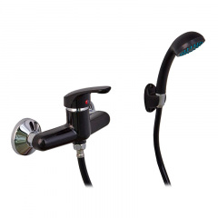 Змішувач для душу Plamix Afina-003 SET Black (зі шлангом, лійкою та кронштейном) (PM0646) Одеса