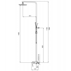 Душова колона із змішувачем водоспад KOER KB-58007-01 (Колір хром) (KR3462) Ужгород