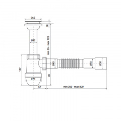 Сифон для умывальника ZERIX SU-01 1 1/4"x40 с литым выпуском (ZX4947) Чернигов