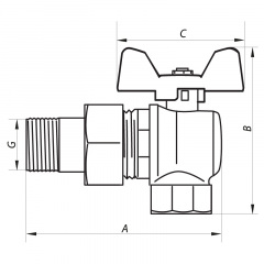 Кран кульовий із американкою кутовий 1/2" ГШБ (NF.941) NOLF (NF2964) Житомир