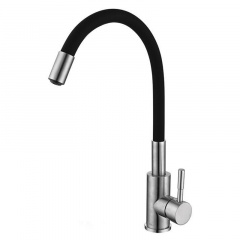 Кухонный смеситель с черным силиконовым изливом Zerix LUX-011 Refl.Black (нерж. сталь) (ZX4875) Полтава