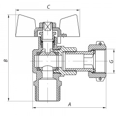 Кран з накидною гайкою 3/4" ГШБ ГАЗ КУТОВИЙ KOER KR.221.G (KR0169) Броди