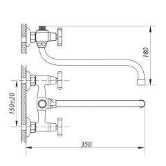 Змішувач для ванни ZERIX JIK7 102-A (ZX0408) Чернівці