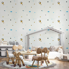 Панель стінова 3D 700*700*4mm зірки та місяць білому тлі (D) Sticker Wall SW-00001970 Хуст