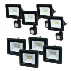 Комплект прожекторов Lightwell 20W 4 x LW-FL-B-20 и 4 x LW-FL-B-20-S с датчиком движения Тернополь
