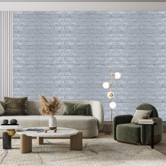 Самоклеющаяся 3D панель Sticker Wall SW-00001445 Под серебряный кирпич в рулоне 3080x700x3мм Тернополь