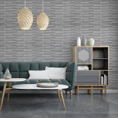 Самоклеюча 3D панель кладка срібло Sticker Wall 3080х700х5мм Доманівка