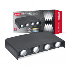 Світильник світлодіодний накладний Maxus MWL 8W 3CCT IP65 BL Square Чорний (1805) Ворожба