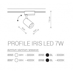 Трековый светильник Nowodvorski PROFILE IRIS LED 7W 8998 Черный Лозовая
