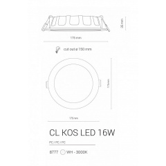 Точечный светильник CL KOS LED 16W 3000K IP44 Nowodvorski 8777 Кривий Ріг