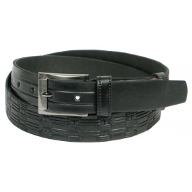 Мужской кожаный ремень под брюки Skipper 11128 черный 3.5 см