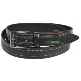 Чоловічий шкіряний ремінь під штани Skipper 11127 Чорний 3.4 см