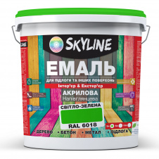 Эмаль для пола и других поверхностей акриловая SkyLine Светло-зеленый RAL 6018 3 л