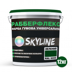 Краска резиновая суперэластичная сверхстойкая SkyLine РабберФлекс Зеленый RAL 6005 12 кг Мукачево