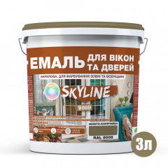 Эмаль акриловая Для Окон и Дверей SkyLine Wood Желто-коричневая RAL 8008 3 л Кам'янка-Дніпровська