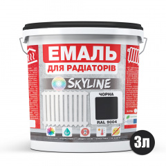 Емаль Для Радіаторів акрилова термостійка глянсова SkyLine 3 л Чорна RAL 9004 Черкаси