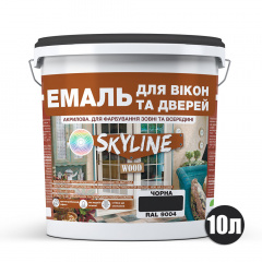 Эмаль акриловая Для Окон и Дверей SkyLine Wood Черная RAL 9004 10 л Вознесенськ