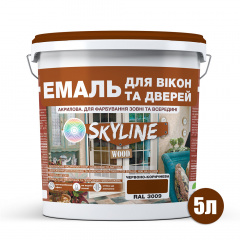 Эмаль акриловая Для Окон и Дверей SkyLine Wood Красно-коричневая RAL 3009 5 л Киев