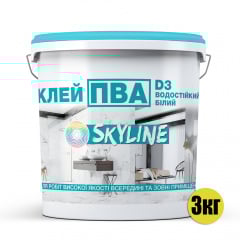 ПВА Клей прочный универсальный водостойкий D3 SkyLine 3 кг Белый Івано-Франківськ