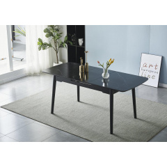Стіл BERLIN CERAMIC 140(180)*80 чорний мат/чорний каркас Бородянка