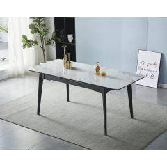 Стіл BERLIN CERAMIC 140(180)*80 білий глянець/чорний каркас Жмеринка