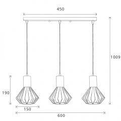 Светильник лофт MSK Electric Diadem подвесной на планке с бронзовым патроном NL 2215-3 BK+BN Софиевская Борщаговка