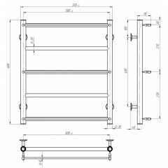 Рушникосушарка електрична Ladder П5 500х600 Deffi Хром JD03 (C.LK.60.50.5.E.C.L.1) Ірпінь