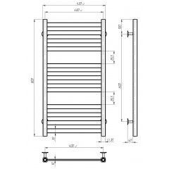 Полотенцесушитель электрический Magnus П12 400х800 Deffi Черный JD04 (A.MA.80.40.12.E.B.R.2) Луцк