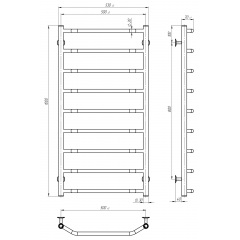 Рушникосушарка електрична Трапеція П9 500х1000 Deffi Хром JD03 (C.TR.100.50.9.E.C.L.1) Бровари