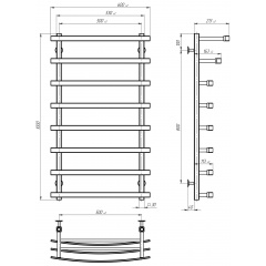 Рушникосушарка водяна Lotos П8 500х1000 Deffi Чорний (A.LO.100.50.8.B.C) Коростень