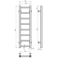 Рушникосушарка електрична Forest П8 200х800 Deffi Чорний JD04 (A.FR.80.20.8.E.B.L.2) Шостка