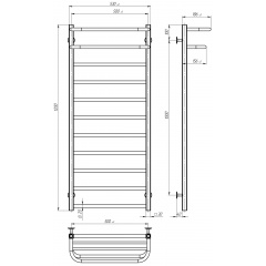 Полотенцесушитель электрический Lux Hotel П11 500х1200 Deffi Черный JD04 (A.LH.120.50.11.E.B.L.2) Ковель