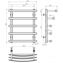 Рушникосушарка електрична Lotos П5 400х600 Deffi Хром JD04 (A.LO.60.40.5.E.C.R.2) Хуст
