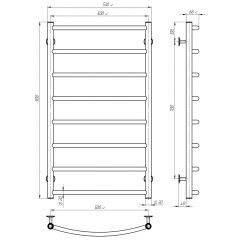 Рушникосушарка електрична Класік П8 500х900 Deffi Білий WD03 (C.DK.90.50.8.E.W.L.3) Свеса