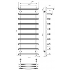 Полотенцесушитель электрический Lotos П10 400х1200 Deffi Черный JD04 (A.LO.120.40.10.E.B.R.2) Ивано-Франковск