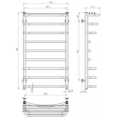 Полотенцесушитель электрический Юность П9 500х900 Deffi Черный JD03 (C.YU.90.50.9.E.B.L.1) Черноморск