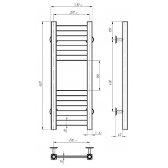 Рушникосушарка електрична Magnus П8 200х600 Deffi Чорний JD04 (A.MA.60.20.8.E.B.R.2) Хуст