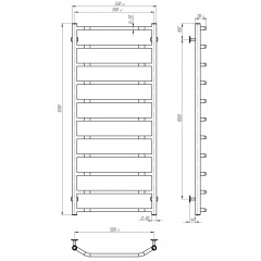Рушникосушарка електрична Трапеція П11 500х1200 Deffi Хром JD03 (C.TR.120.50.11.E.C.L.1) Лозова