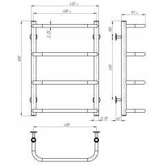 Рушникосушарка електрична Стандарт П4 400х600 Deffi Хром JD03 (C.SS.60.40.4.E.C.R.1) Мукачево