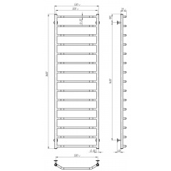 Рушникосушарка водяна Трапеція П15 500х1600 Deffi Хром (C.TR.160.50.15.C.A) Надвірна