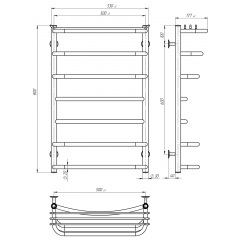 Рушникосушарка електрична Юність П7 500х800 Deffi Хром JD03 (C.YU.80.50.7.E.C.R.1) Бородянка