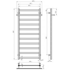 Полотенцесушитель электрический Nicolе П11 500х1200 Deffi Черный JD04 (B.NI.120.50.11.E.B.R.2) Никополь