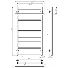 Рушникосушарка електрична Nicolе П9 500х1000 Deffi Хром JD04 (A.NI.100.50.9.E.C.L.2) Кропива