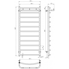 Полотенцесушитель электрический Классик N П11 500х1200 Deffi Белый WD03 (C.KN.120.50.11.E.W.R.1) Городок