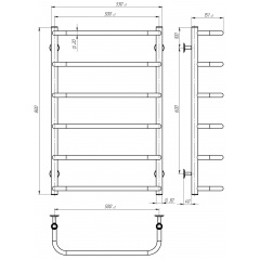 Рушникосушарка електрична Стандарт П6 500х800 Deffi Хром JD03 (C.SS.80.50.6.E.C.R.1) Михайлівка