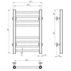 Рушникосушарка електрична Lima П8 300х500 Deffi Чорний JD04 (A.LI.50.30.8.E.B.R.2) Київ