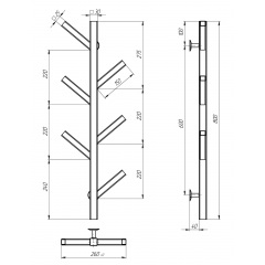 Полотенцесушитель электрический Kir П6 800 Deffi Черный JD04 (A.KR.80.6.E.B.U.2) Калуш