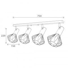 Светильник лофт MSK Electric Diadem настенно-потолочный NL 22151-4 Гайсин